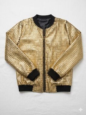 Metallic Gold Bomber Jacket - Women's Shimmer Bomber